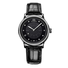 88 Rue du Rhone Women's Analog Watch with Matte Black Leather Band and Black Dial - 87WA120010