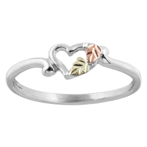 Black Hills Gold Ladies' Leaf & Heart Ring in Sterling Silver - MRSD1853