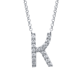 1/10 ct. tw. Diamond Letter K 10mm Pendant in 10K White Gold -PN2124A-K