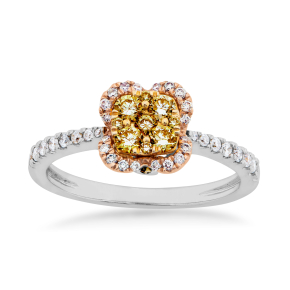 Love in Color 5/8 ct. tw. Natural Yellow  Pink & White Diamond Ring in  14K Tri-Tone Gold - DXASR11082-14TT