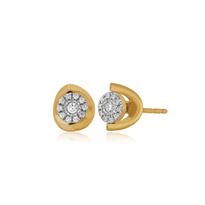 Fairytale Diamonds 1/10 ct. tw. Cluster Halo Stud Earrings in 10K Yellow Gold - SKE21566-10