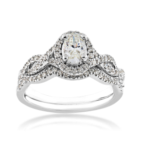 Amaura Collection 1 ct. tw. Oval Diamond Halo Wedding Set with Infinity Inspired  Band in 14K White Gold - RB6795A44-14W