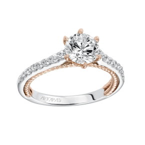 Artcarved Contemporary 1/4 ct. tw. Diamond Semi-Mount Engagement Ring in 14k White and Pink Gold - 31-V588DRR-E.00-14WP
