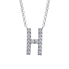 1/10 ct. tw. Diamond Letter H 10mm Pendant in 10K White Gold -PN2140A-H