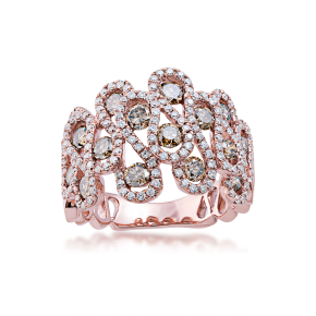 1-3/4 ct. tw. Mocha and White Diamond Fashion Ring in 14K Pink Gold