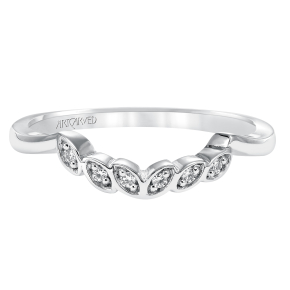  ARTCARVED Contemporary .05 CT.TW. DIAMOND WEDDING BAND WITH PETAL DESIGN IN 14K WHITE GOLD - 31-VZ317DRS-L