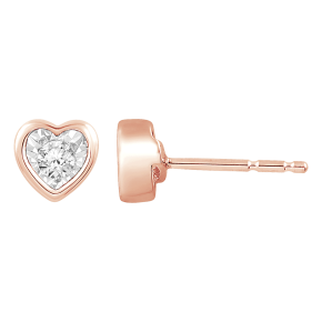 1/10 ct. tw. Diamond Heart Shaped Bezel Earring with Miracle Plating in 10K Pink  and White Gold - JN9160-RH10PWR@
