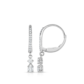 1 ct. tw. Round Diamond 2-Stone Drop Dangle Earrings in 14K White Gold