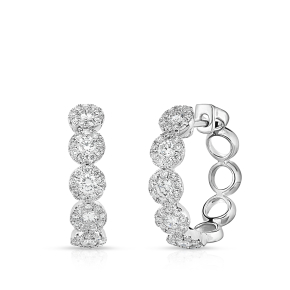 Fairytale Diamonds 1 ct. tw. Diamond Round Multi-Cluster Hoop Earrings in 14K White Gold