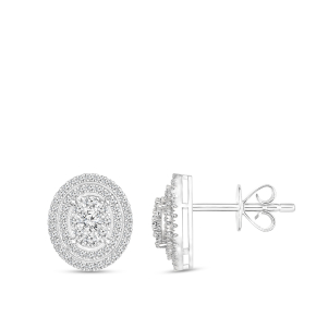 Fairytale Diamonds 1-1/2 ct. tw. Diamond Oval Cluster Double Halo Stud Earrings in 14K White Gold