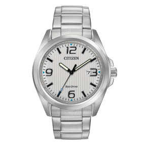 Citizen Chandler Men's Silver Dial Watch with Blue Accents in Stainless Steel - AW1430-86A