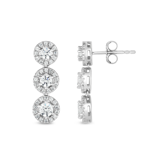 Fairytale Diamonds 1 ct. tw. Diamond Round Multi-Cluster Dangle Earrings in 14K White Gold