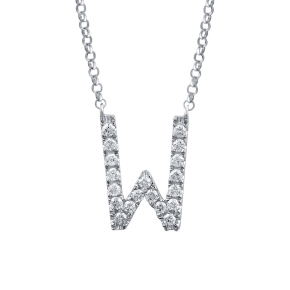 1/10 ct. tw. Diamond Letter W 10mm Pendant in 10K White Gold -PN2143A-W