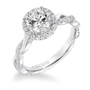 Artcarved Contemporary 1/3 ct. tw. Round Diamond Halo Semi-Mount Engagement Ring with Twist Band in 14K White Gold - 31-V657DRW-E.00-14W