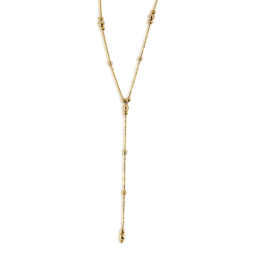 Ladies' Beaded Lariat Style Necklace in 10K Yellow Gold - TRF033939Y17@