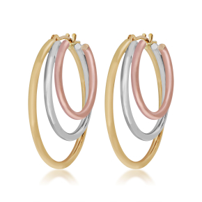 Triple Hoop Earrings in 10Kt. Tri-Color Gold- TRE021604T
