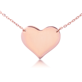 Engravable Heart-Shaped Necklace in 10K Pink Gold