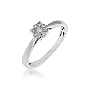 Fairytale Diamonds 1/10 ct. tw. Round Diamond Cluster Promise Ring with Miracle Plating in 10K White Gold - SKR14566-10