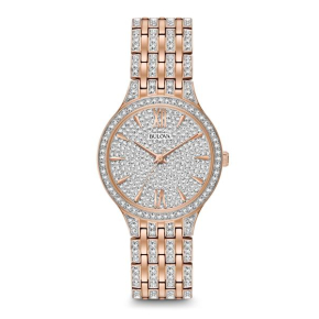 Bulova Crystal Collection Ladies' Watch in Pink Gold Toned Stainless Steel - 98L235