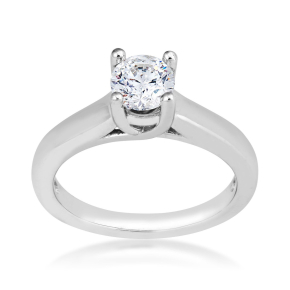 Noventa 1 ct. tw. Round Diamond Solitaire Engagement Ring in 14K White Gold - WHSDIL90-100