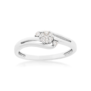 1/8 ct. tw. Round Diamond Cluster Promise Ring in 10K White Gold - FR30187DIA-10KW
