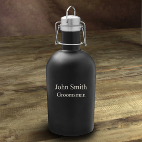 Personalized 64oz. Black Stainless Steel Beer Growler 2 Lines -GC1436
