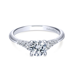 Gabriel & Co. 1/4 ct. tw. Round 6 Stone Diamond Accented Semi-Mount Engagement Ring in 14K White Gold - ER11751R3W44JJ