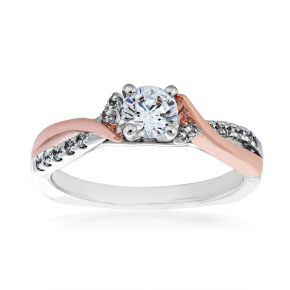 Valina 1/8 ct. tw. Diamond Semi-Mount Engagement Ring with Prong Set Diamond & Gold Band in 14K Two-Tone Gold - RQ9370WP@ALLOY