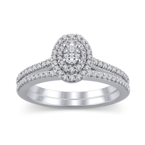 True Promise 5/8 ct. tw. Oval Diamond Wedding Set in 10K White Gold - WR2429XS@WGE4