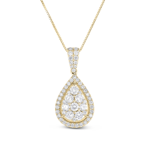 1 ct. tw. Diamond Pear-Shaped Cluster Halo Pendant in 14K Yellow Gold