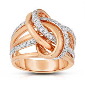 1/2 ct. tw. Diamond Multirow Knot Ring in 14K Pink Gold
