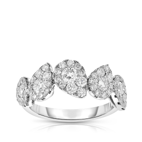 1 ct. tw. Diamond Pear-Shaped Multi-Cluster Ring in 14K White Gold
