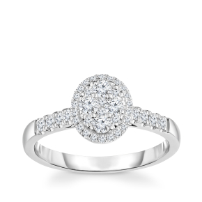 Fairytale Diamonds 1/2 ct. tw. Diamond Oval Cluster Halo Engagement Ring in 10K White Gold
