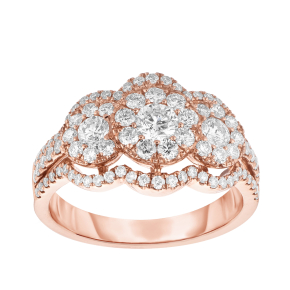 Fairytale Diamonds 1-1/5 ct. tw. Round Diamond Cluster Halo Ring in 14K Pink Gold