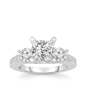 1-1/2 ct. tw. 3-Stone Princess Cut & Round Diamond Engagement Ring in 14K White Gold