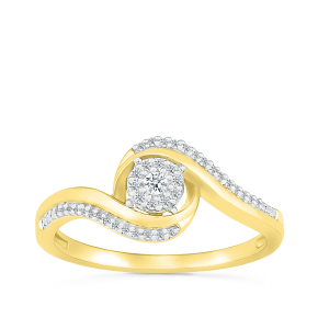 I Promise 1/8 ct. tw. Diamond Round Cluster Bypass Promise Ring in 10K Yellow Gold