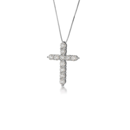 1.Ctw Diamond Infinity Cross Pendant Necklace 14k White Gold Over