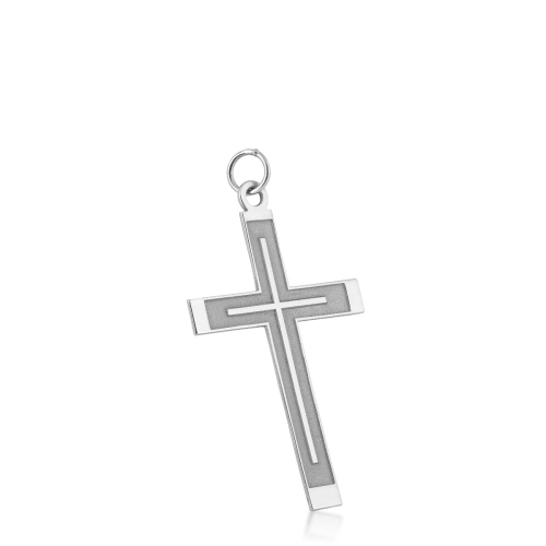 Sterling Silver Laser Designed Cross Pendant 