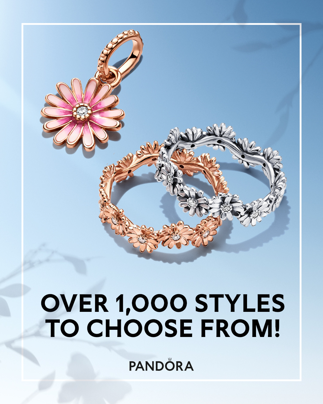 Pandora floral rings and charm